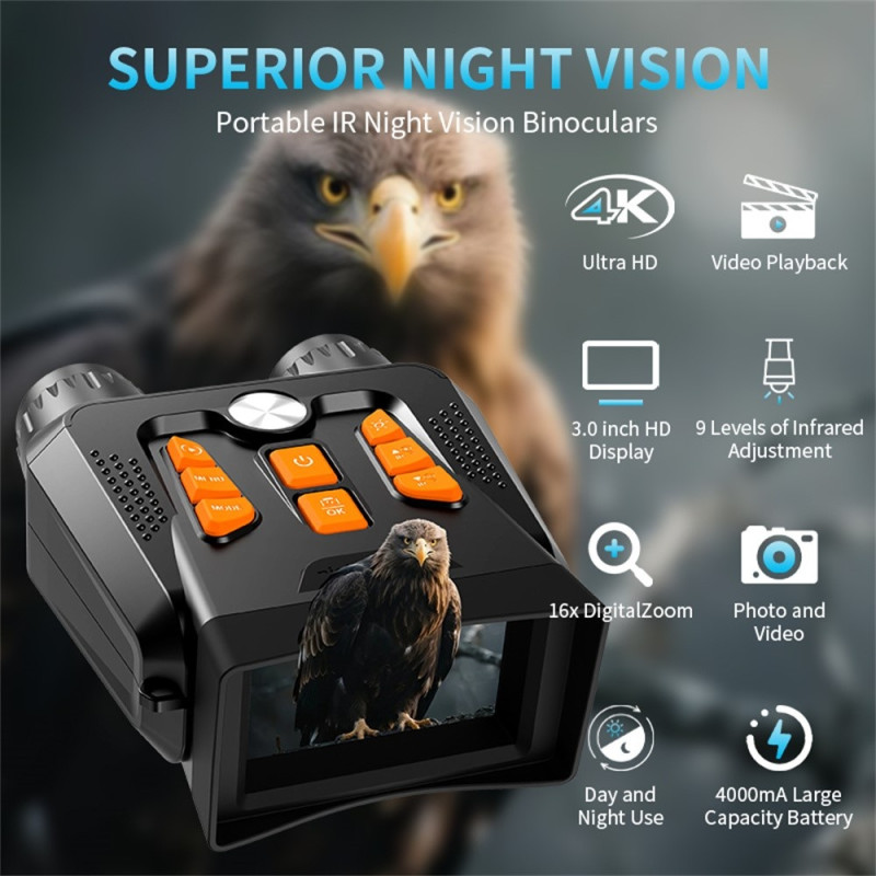 Night Vision Binoculars with 16x Digital Zoom, 36MP Camera, and Infrared Digital Scope