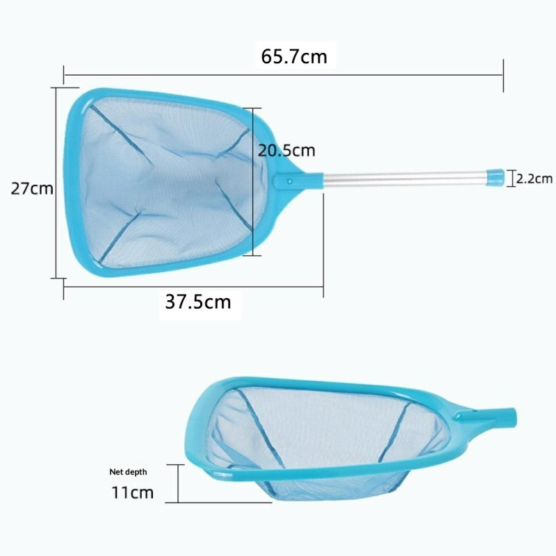 Uima-altaan pintahaavi 65,7 x 27 cm – puhdistusväline, jossa on tiheäverkko ja alumiinivarsi