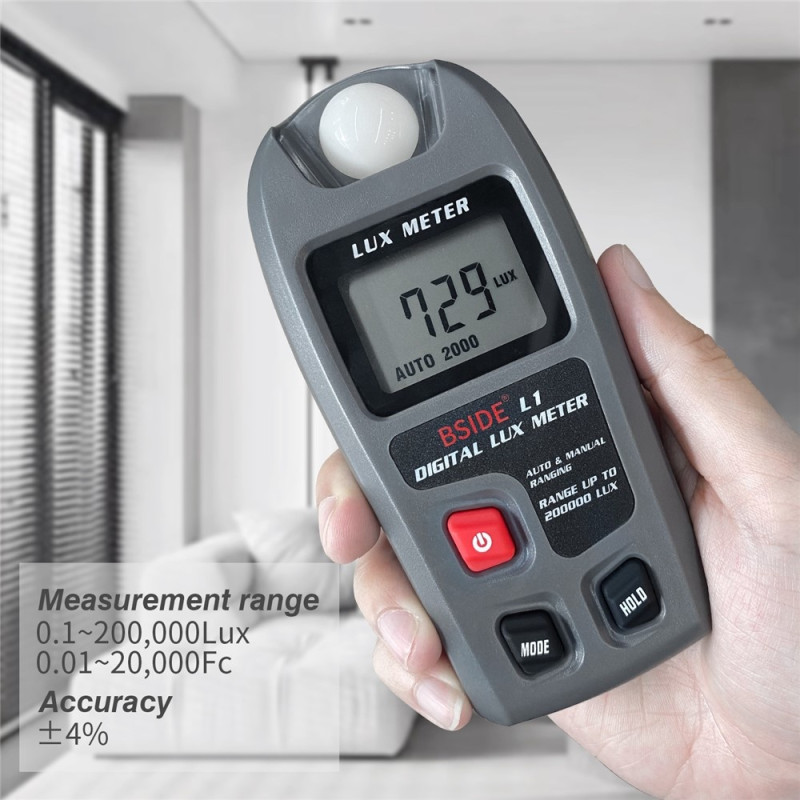 Digital lux meter with LCD display (0–200,000 lux) – High-precision light meter