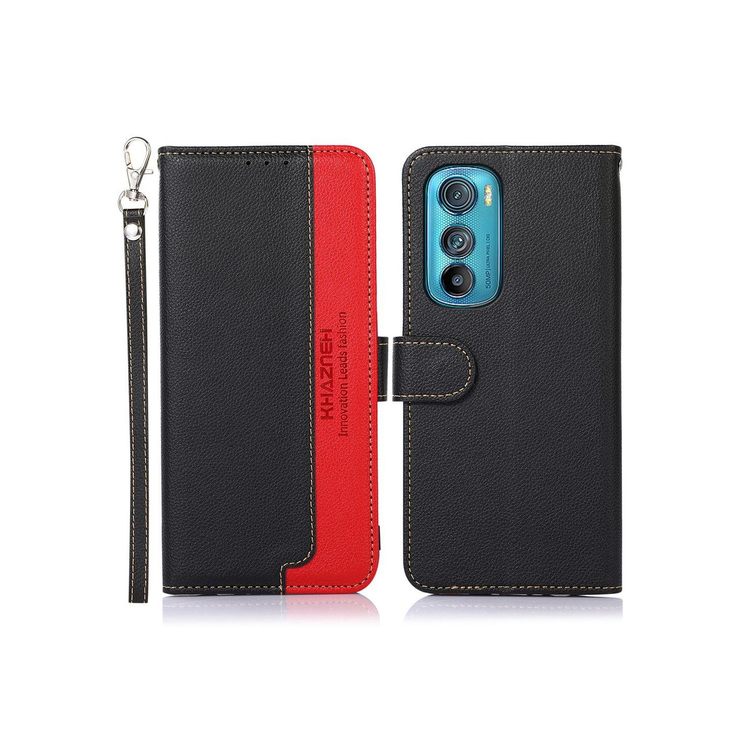 KHAZNEH Phone Cover for Motorola Edge 30 5G - Black/Red