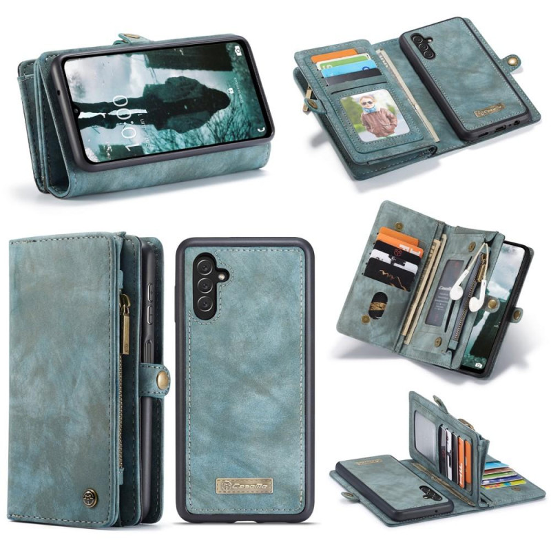 CASEME Samsung Galaxy A13 5G/A04s 4G Retro Lær Lommebok - deksel - Blå