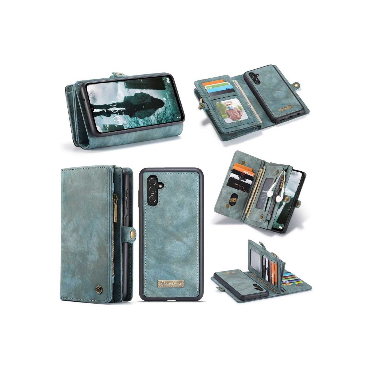 CASEME Samsung Galaxy A13 5G/A04s 4G Retro Lær Lommebok - deksel - Blå