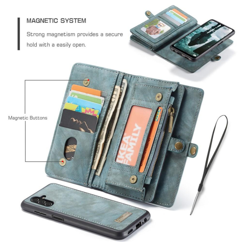 CASEME Samsung Galaxy A13 5G/A04s 4G Retro Lær Lommebok - deksel - Blå