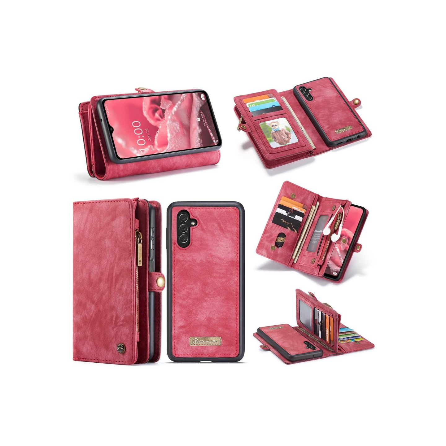 CASEME Samsung Galaxy A13 5G/A04s 4G 2 - in - 1 Irrotettava - Punainen