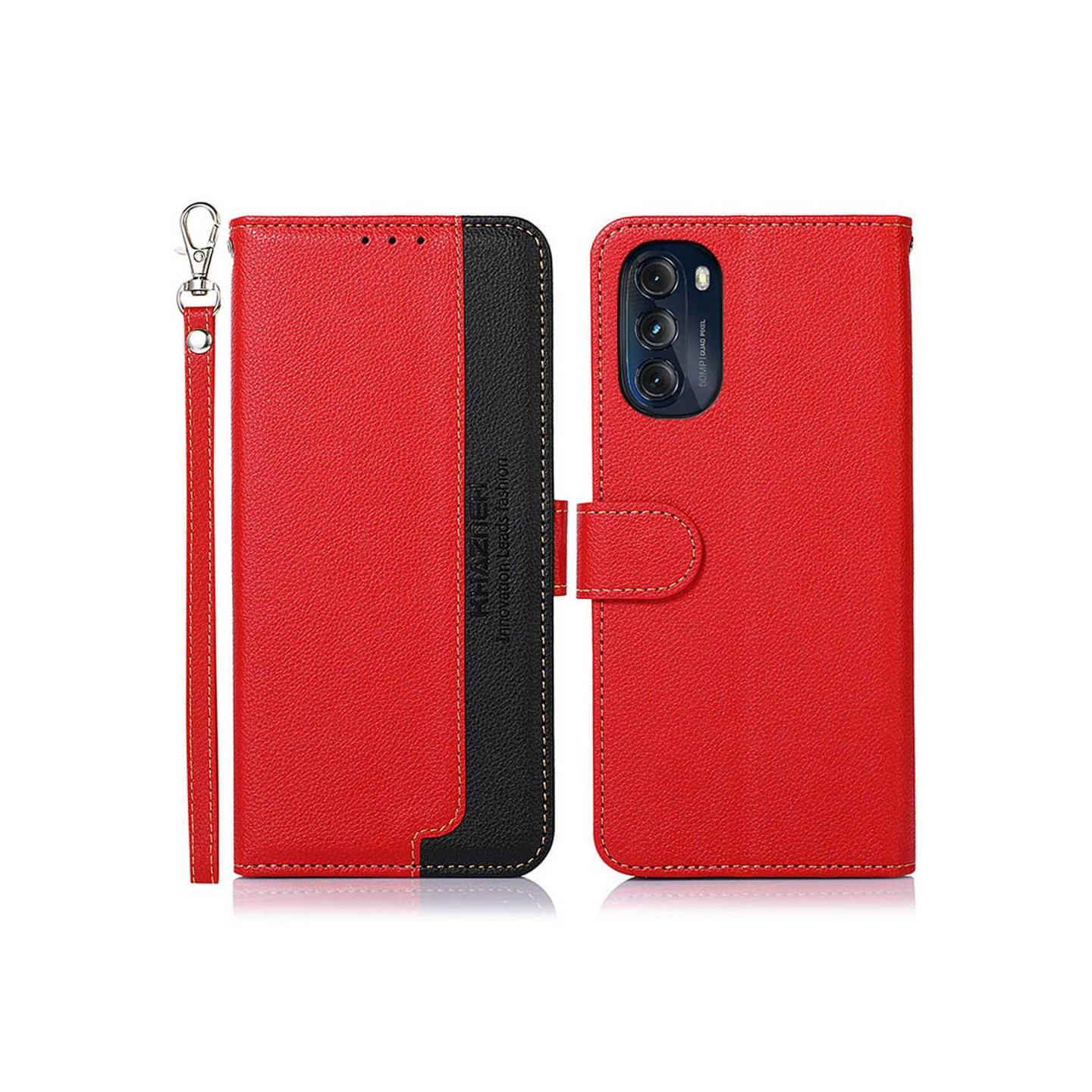 KHAZNEH Motorola Moto G 5G 2022 Lommebok - deksel - Rød/Svart