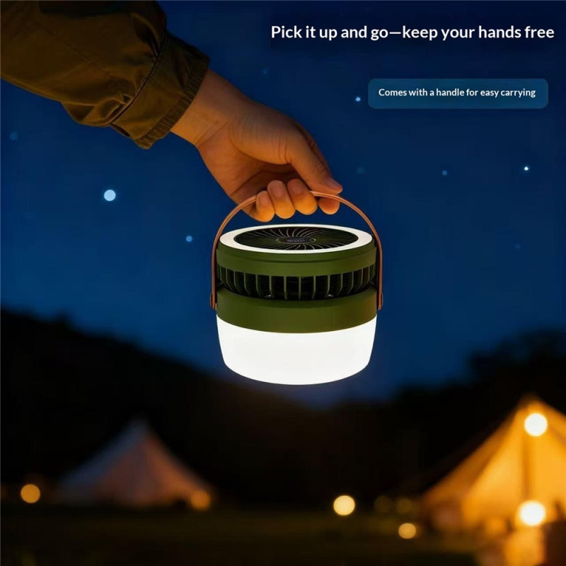 Aurinkokäyttöinen retkituuletin ja -valo (3-in-1): LED-lyhty, 3000 mAh:n varavirtalähde