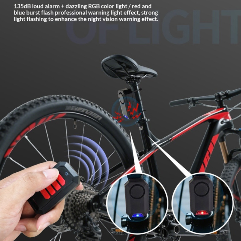 135dB Anti-theft Bike Alarm with Remote Control – Siren & Remote-Controlled RGB Light