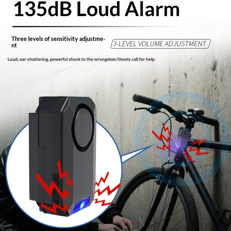 135 dB tyverialarm til cykel med fjernbetjening – sirene og fjernstyret RGB-lys