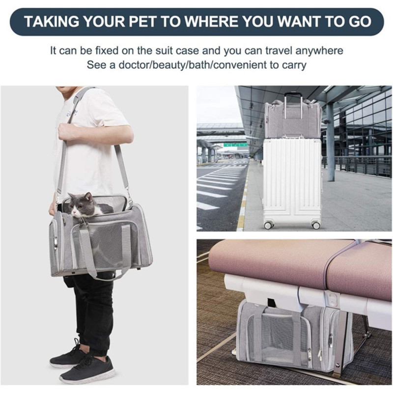 Flygodkjent reiseveske for hunder og katter opptil 8 kg (XL, 50 x 34 x 34 cm)