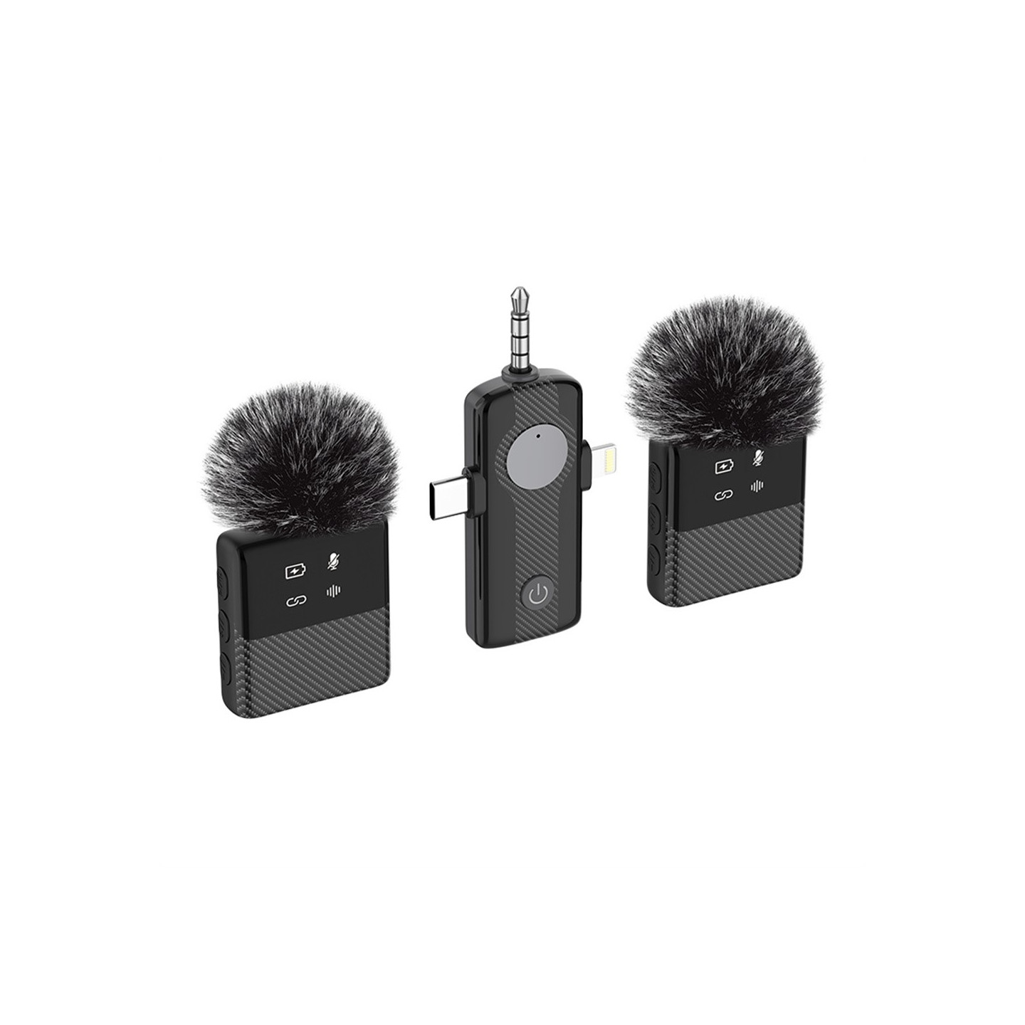 Wireless 3-in-1 microphone with noise reduction for live streaming 2 microphones + 1 receiver