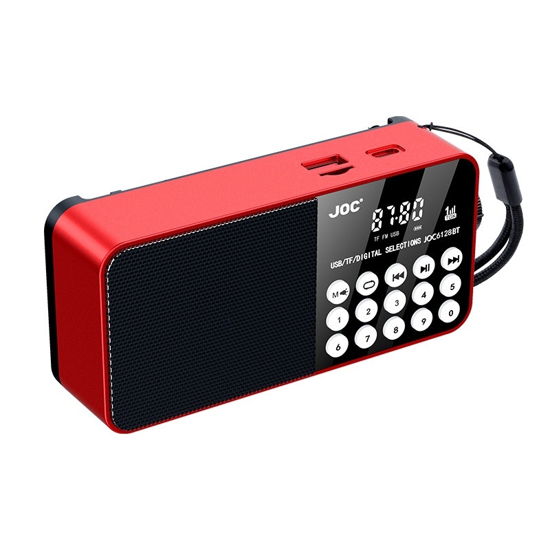 6128BT digital radio med LED-display, nødlys, Bluetooth-støtte og TF-kortleser.