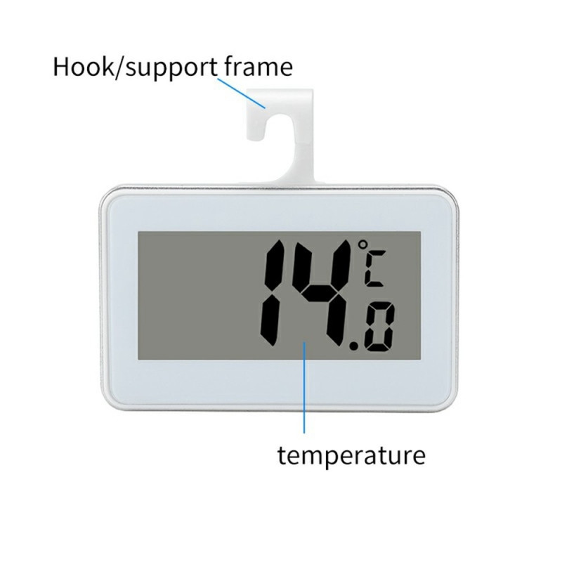 Digitalt kjøleskaps- og frysertermometer med LCD-skjerm, krok og magnet