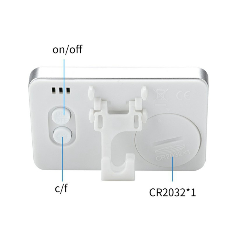 Digital fridge and freezer thermometer with LCD display, hook, and magnet