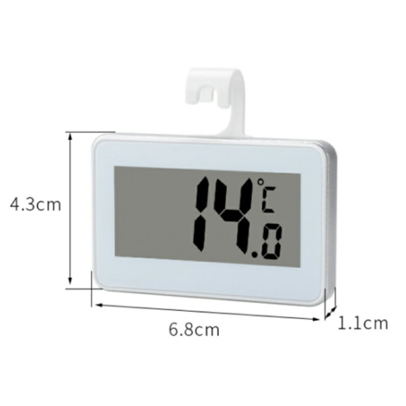 Digital fridge and freezer thermometer with LCD display, hook, and magnet