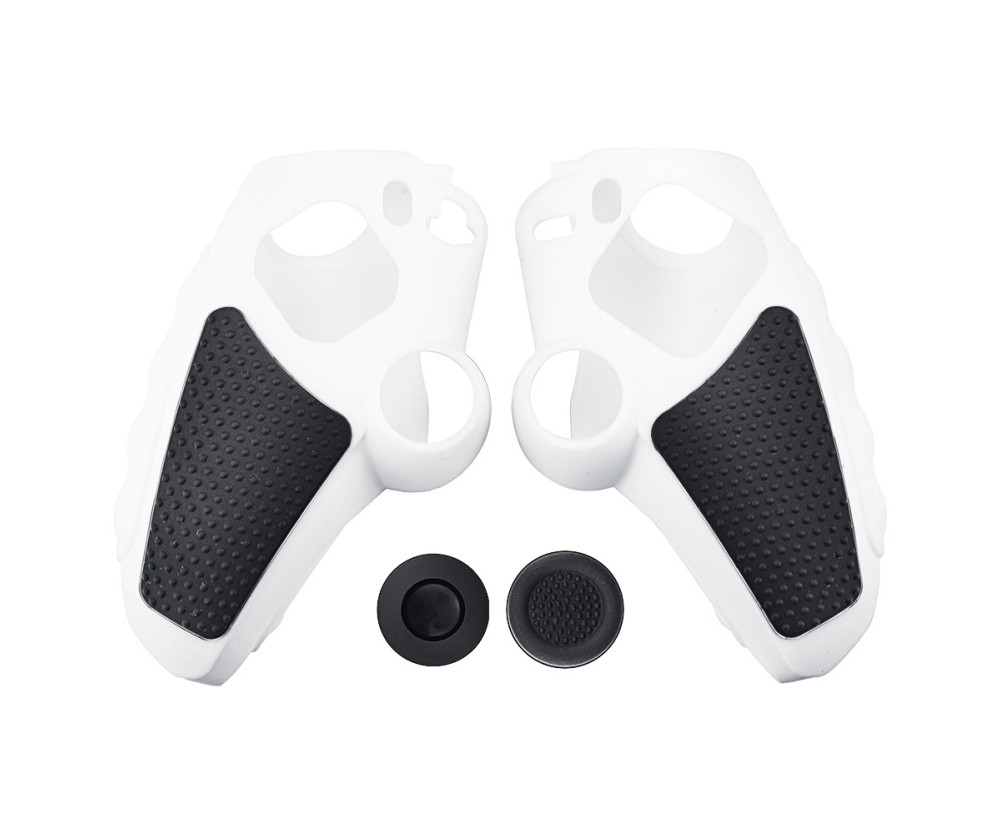 Playstation 5 / PS5 Silikon Skin Skal Fodral Anti-Slip Skydd + Joystick Caps - Vit