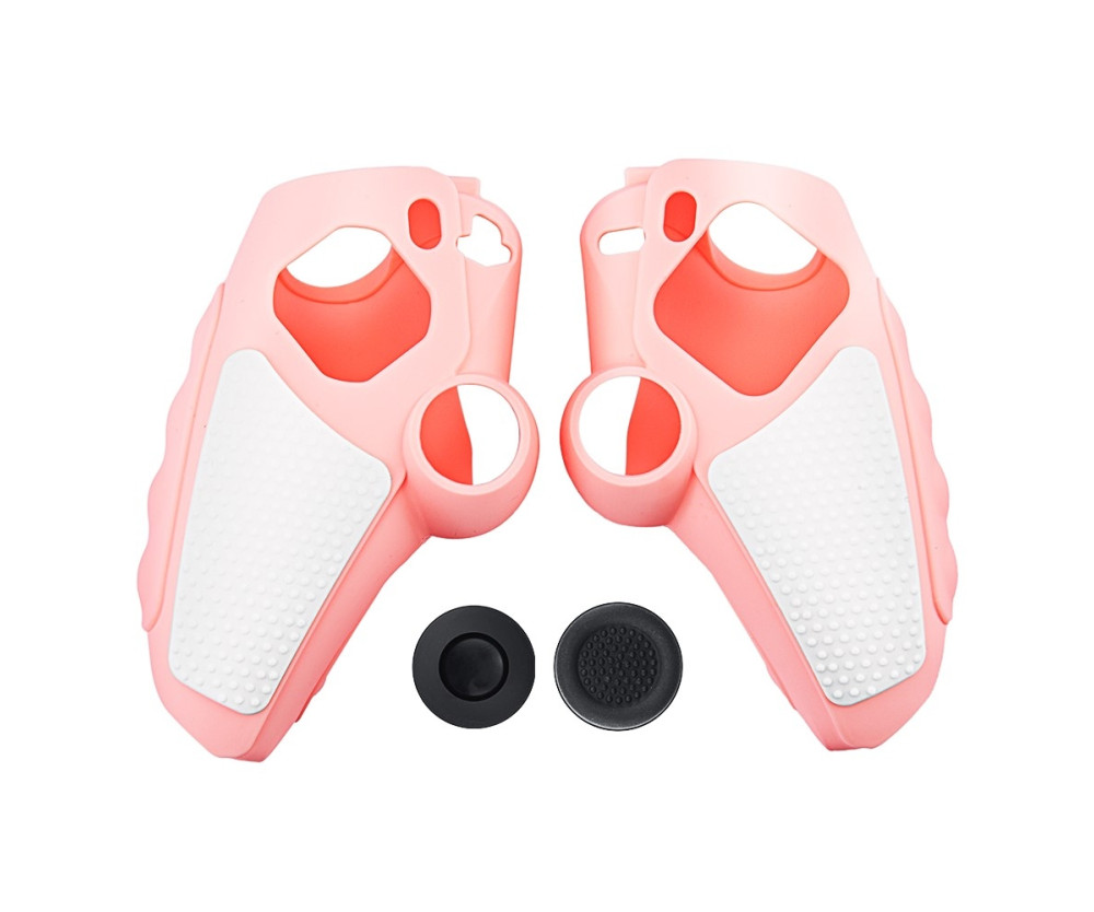 Playstation 5 / PS5 Silikon Skin Skal Fodral Anti-Slip Skydd + Joystick Caps - Rosa