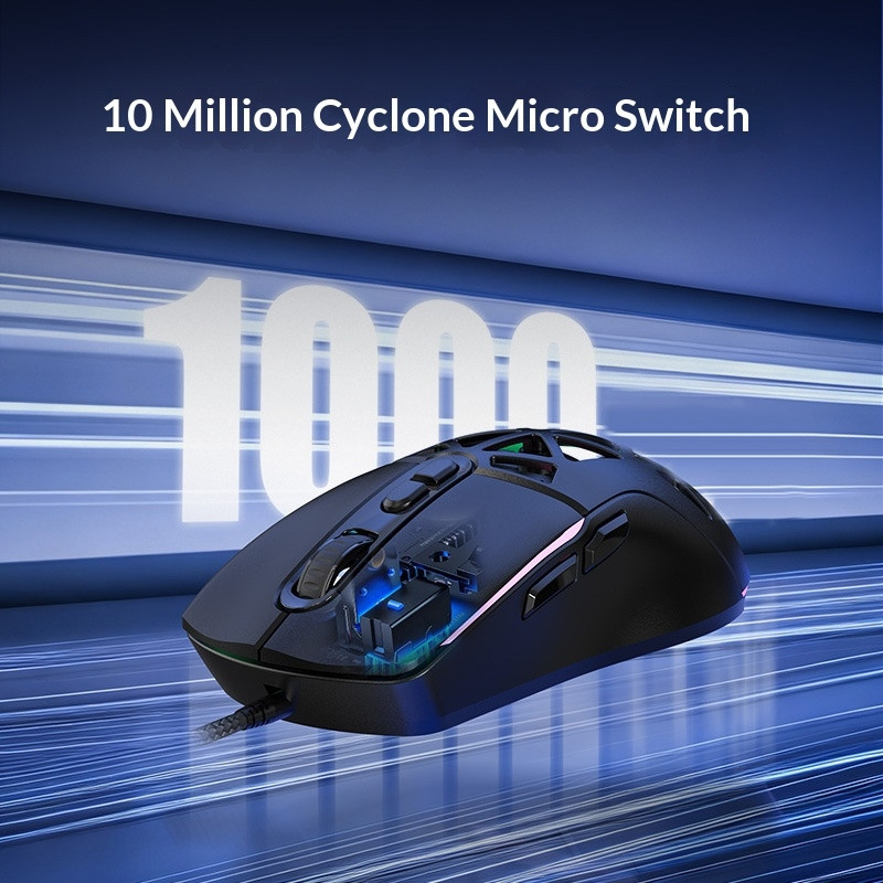 ERAZER Lightweight RGB Gaming Mouse – Wired, 7 Buttons, 12,800 DPI