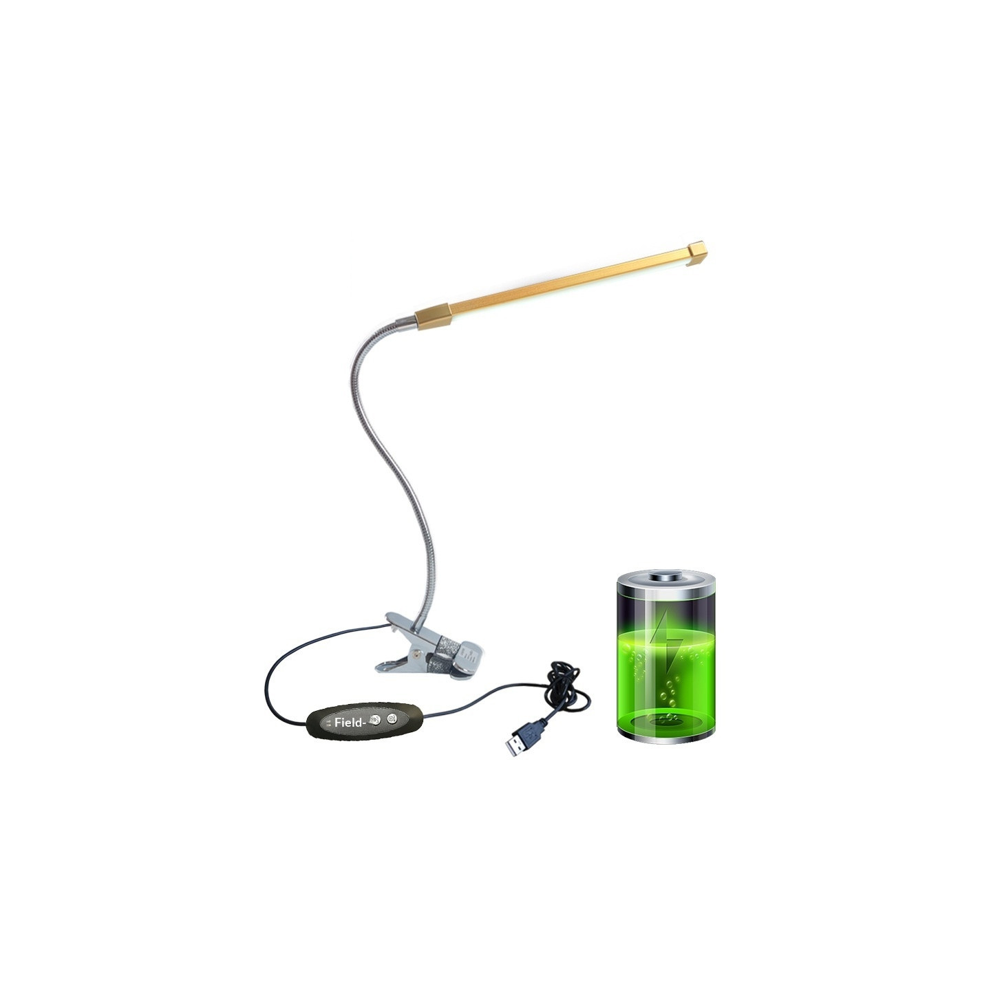 Lamp, Reading Lamp, Clip-on, Rechargeable LED, Adjustable Color Temperature – Gold