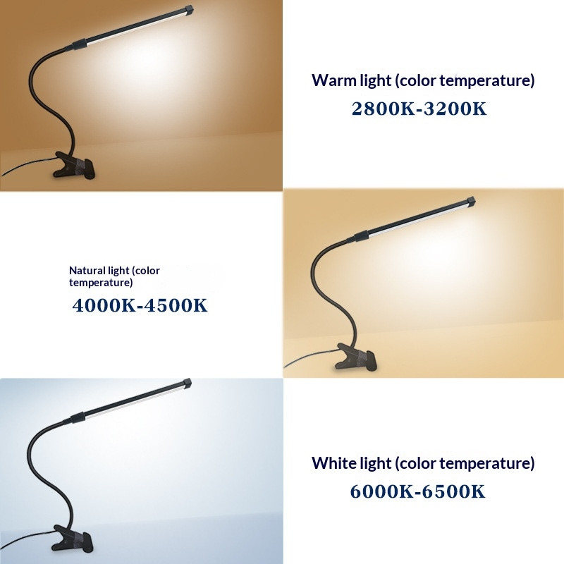 Lamp, Reading Lamp, Clip-on, Rechargeable LED, Adjustable Color Temperature – Silver