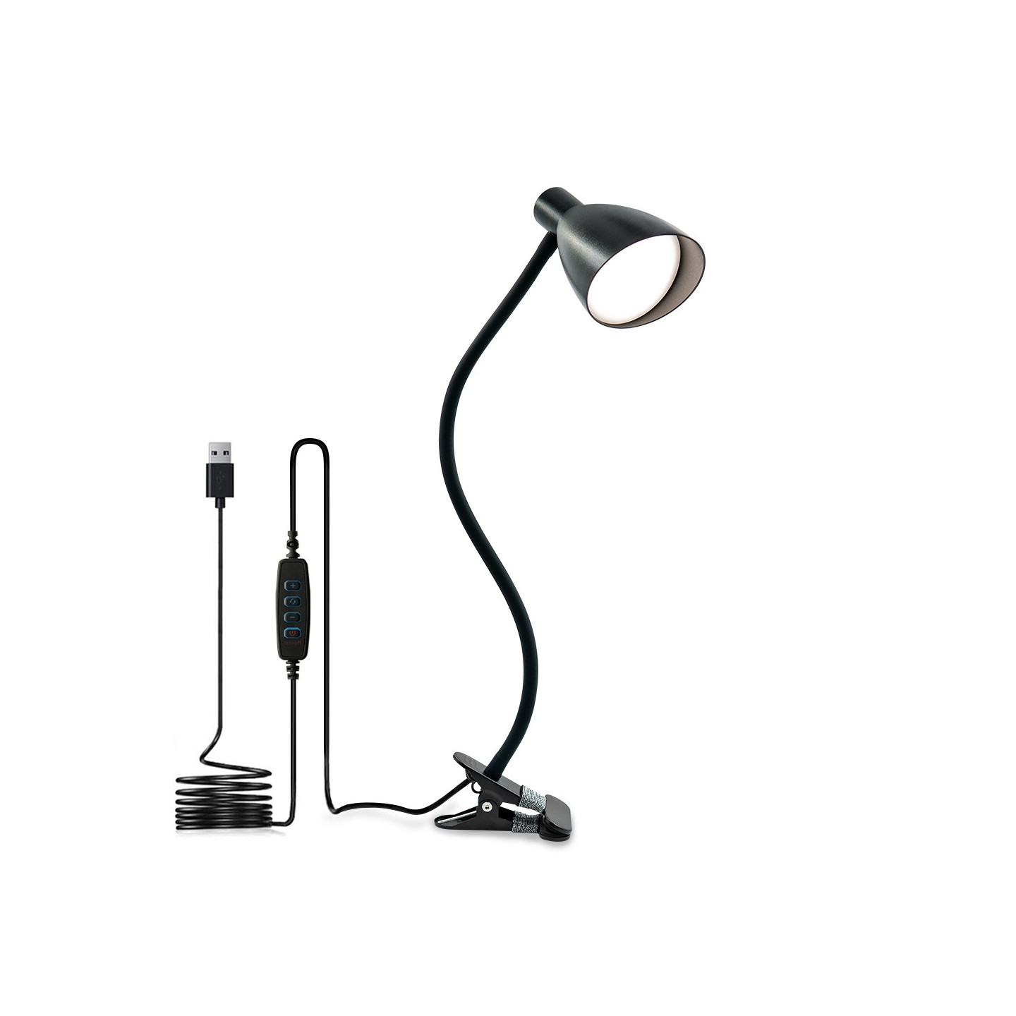 LED Desk Lamp with Clamp – USB-Powered, 3 Color Temperatures