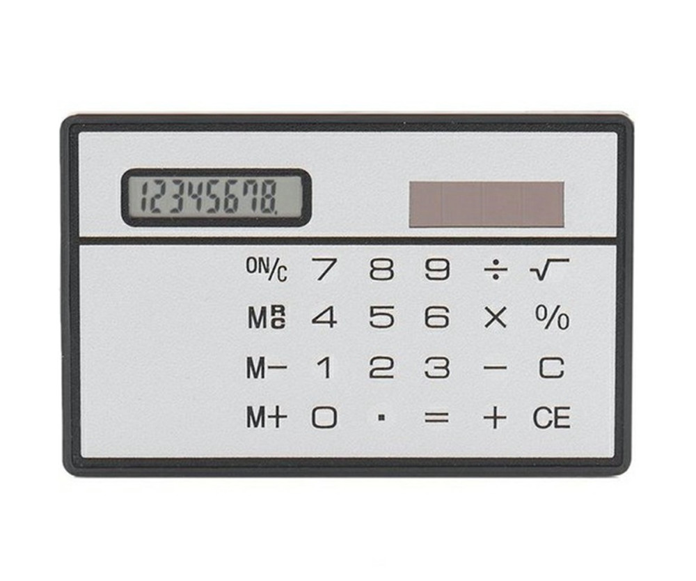 Ultratunn soldriven fickkalkylator Miniräknare 8 siffror Touch Calculator - Silver