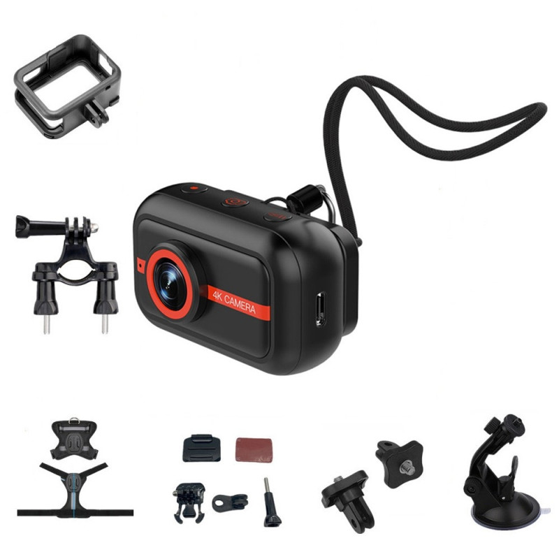4K Action Camera + 32 GB Memory Card, Card Reader, EIS Stabilization, Accessory Kit
