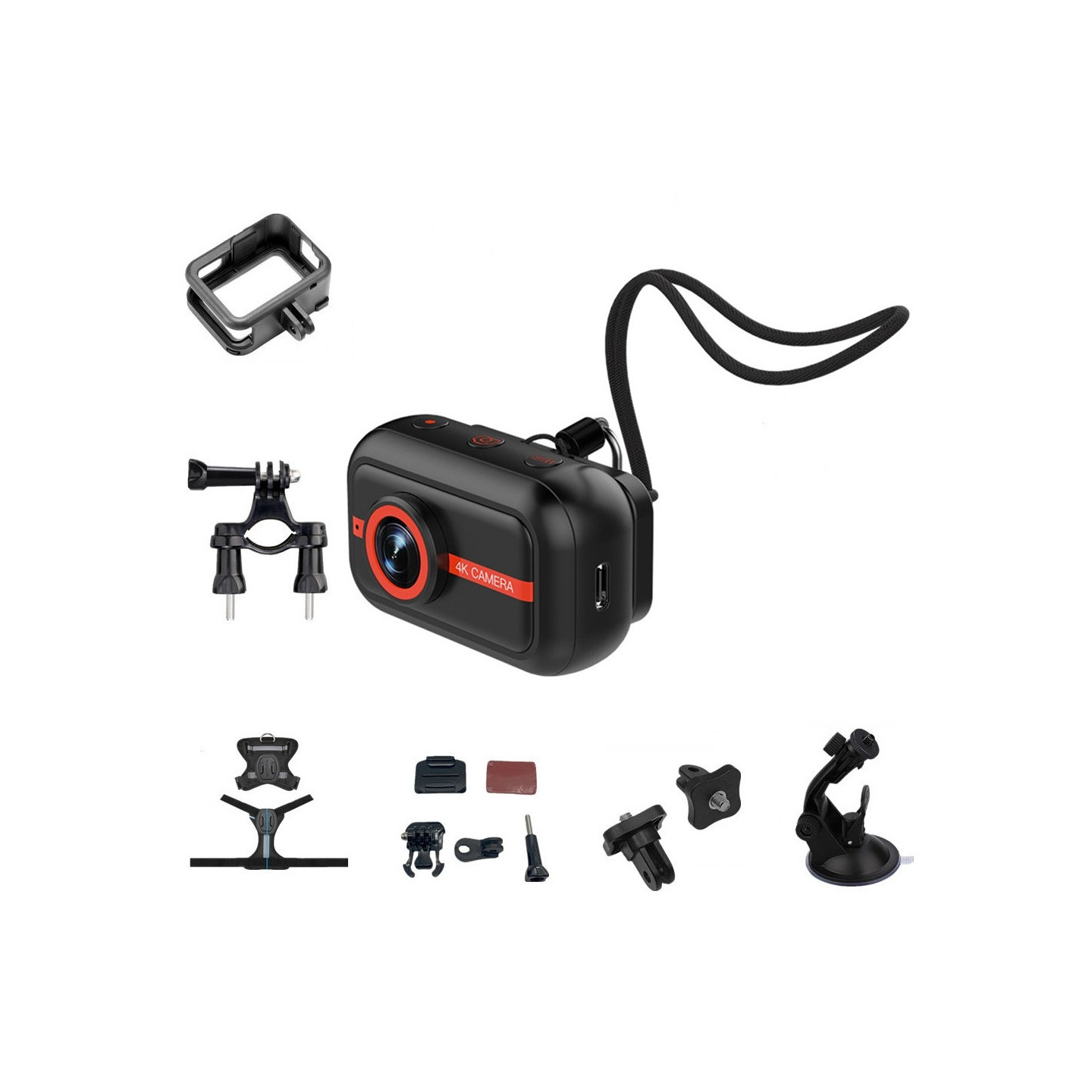 4K Action Camera + 32 GB Memory Card, Card Reader, EIS Stabilization, Accessory Kit