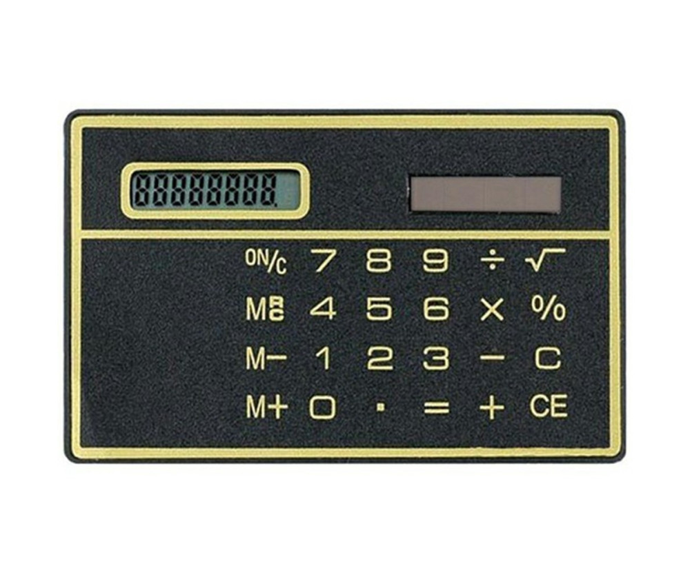 Ultratunn soldriven fickkalkylator Miniräknare 8 siffror Touch Calculator - Svart