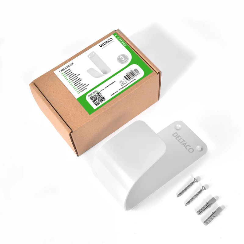 E-Charge kabelholder, rustfrit stål SS304, hvid
