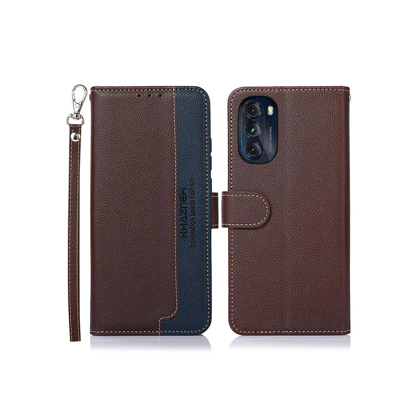 KHAZNEH Phone Cover for Motorola Moto G 5G 2022 - Brown/Blue