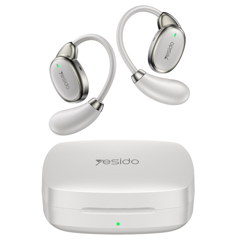 YESIDO-käännöskuulokkeet – Bluetooth-tekoälykäännös, avoin rakenne – Valkoinen