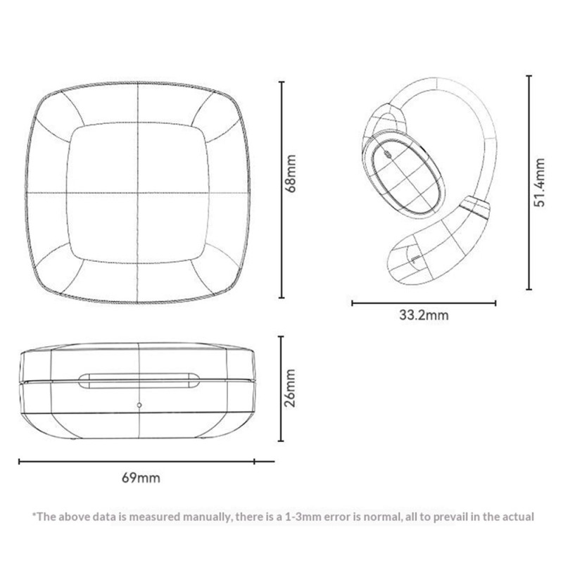 YESIDO-oversættelsesheadset – Bluetooth AI-oversættelse, Open-Ear – Hvidt
