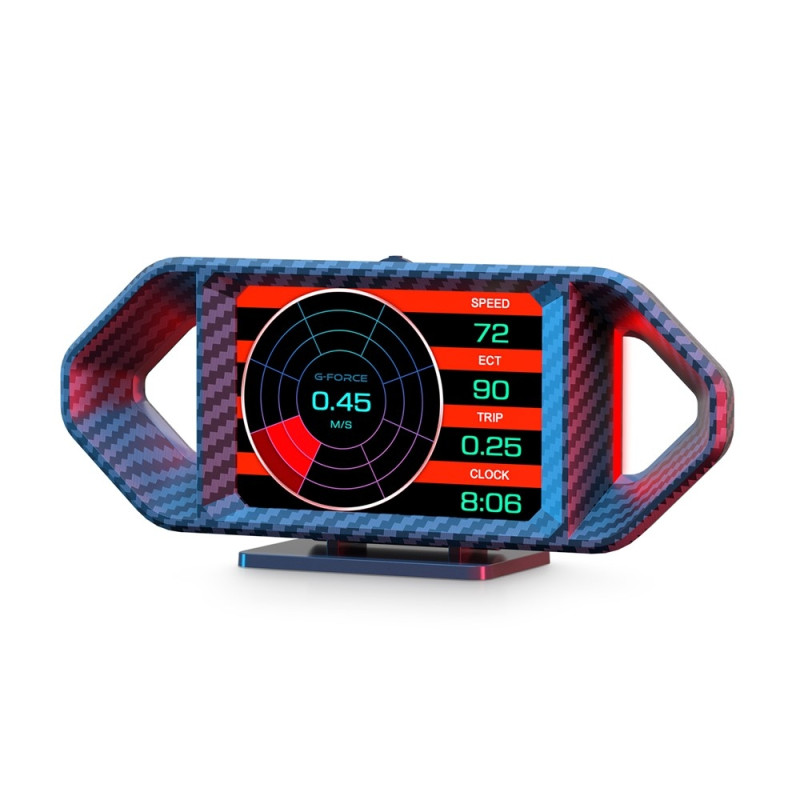 Speedometer med Head-Up Display (HUD), LCD, OBD og GPS – turtall, drivstofforbruk og stigning