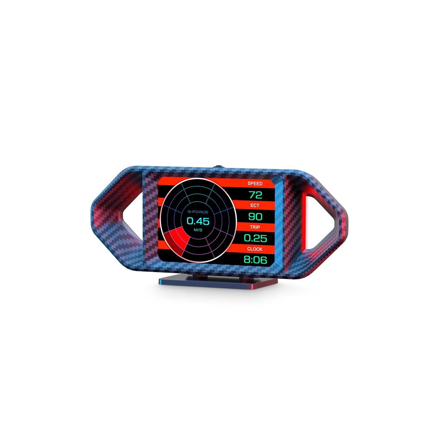 Speedometer med Head-Up Display (HUD), LCD, OBD og GPS – omdrejningstal, brændstofforbrug og stigningsvinkel