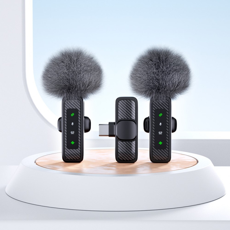 Trådløs lavaliermikrofon (2,4 GHz) USB-C – 2 mikrofoner + 1 modtager