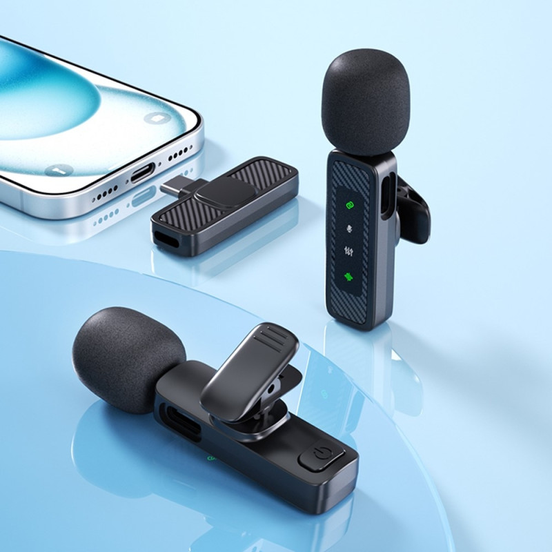 Wireless Lavalier Microphone (2.4 GHz) USB-C – 2 Microphones + 1 Receiver