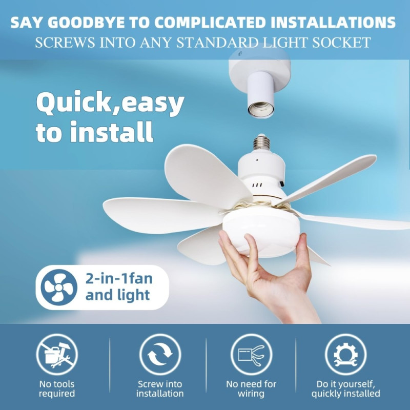 30W Ceiling fan E27 lamp 3 color light with remote control