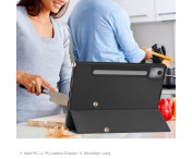 För Lenovo Idea Tab Pro Fodral Tri-Fold Stativ Skal med pennhållare - Svart