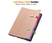 För Lenovo Idea Tab Pro Fodral Tri-Fold Stativ Skal med pennhållare - Rose Gold