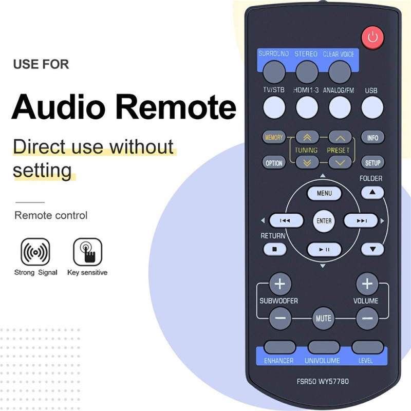 Replacement Remote Control FSR50 WY57780 for Yamaha Soundbar