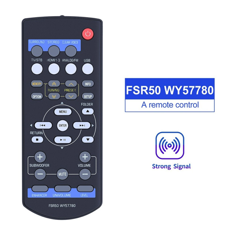 Erstatning fjernkontroll for FSR50 WY57780 for Yamaha-lydplanke