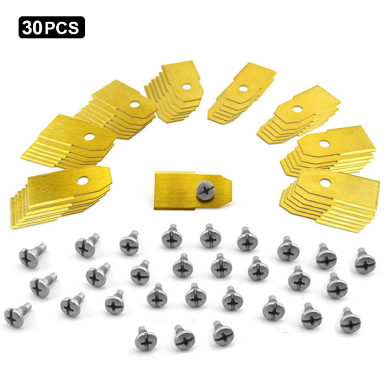 30 replacement blades (35 x 18 mm) for Husqvarna, Gardena, and McCulloch robotic lawnmowers