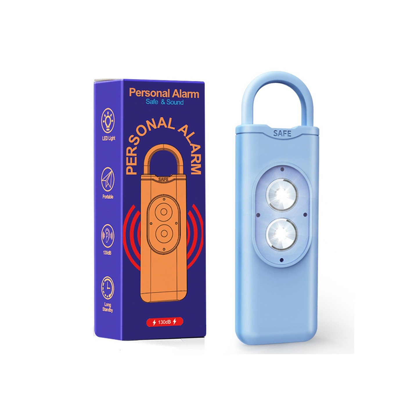 130 dB Emergency Alarm – Loud Personal Safety Alarm for Self-Defense – Blue