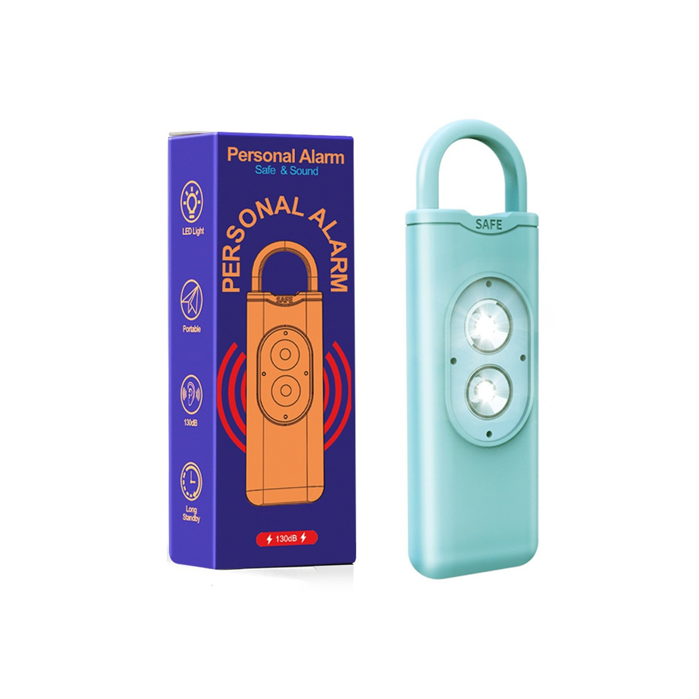 130 dB Emergency Alarm – Loud Personal Safety Alarm for Self-Defense – Mint