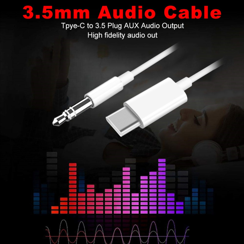 USB-C til 3,5 mm lydadapterkabel (AUX) for analog overføring