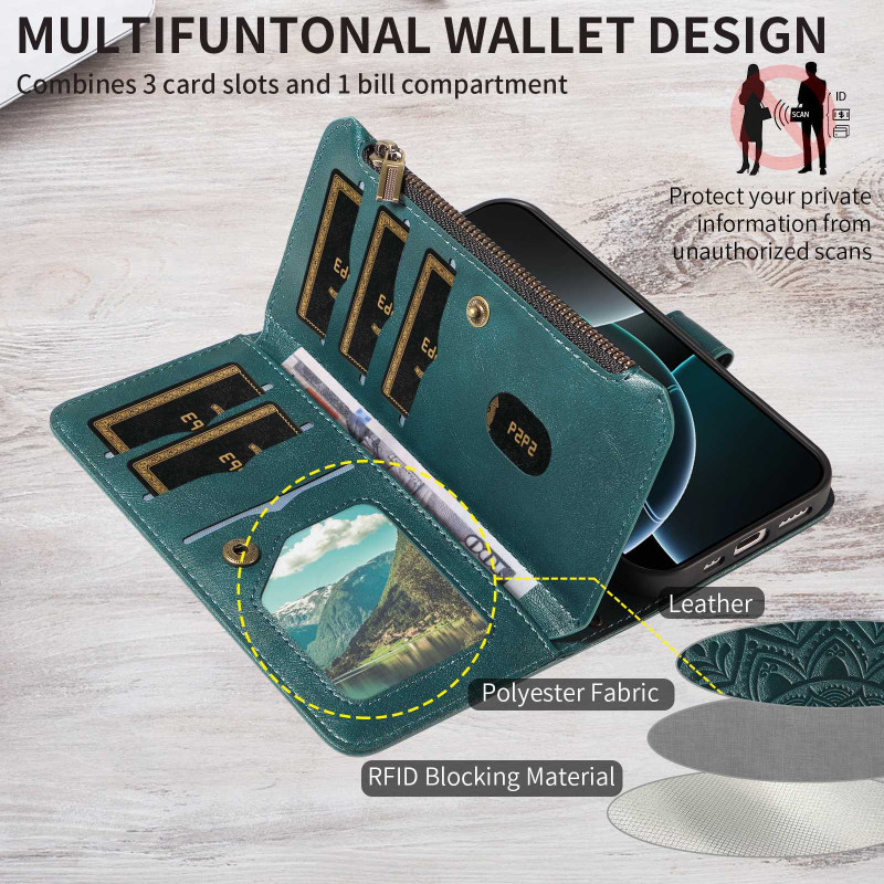 Mandala Embossed Phone Wallet Case with Wrist Strap for Sony Xperia 1 VIII
