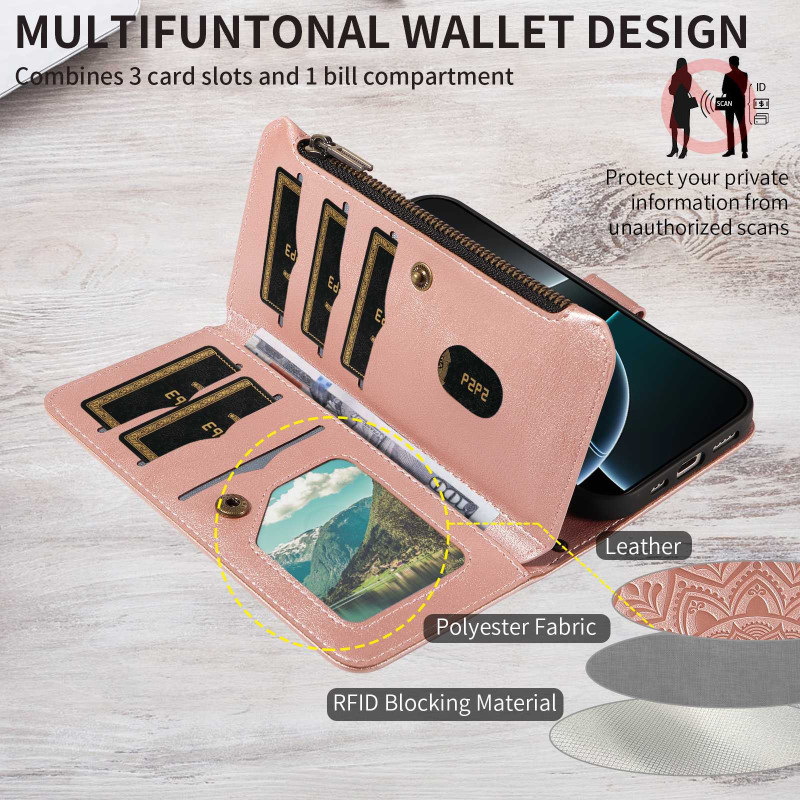 Mandala Embossed Phone Wallet Case with Wrist Strap for Sony Xperia 1 VIII