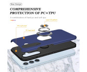 Samsung Galaxy S25 / S24 Hybrid skal med Finger Ring - MörkBlå