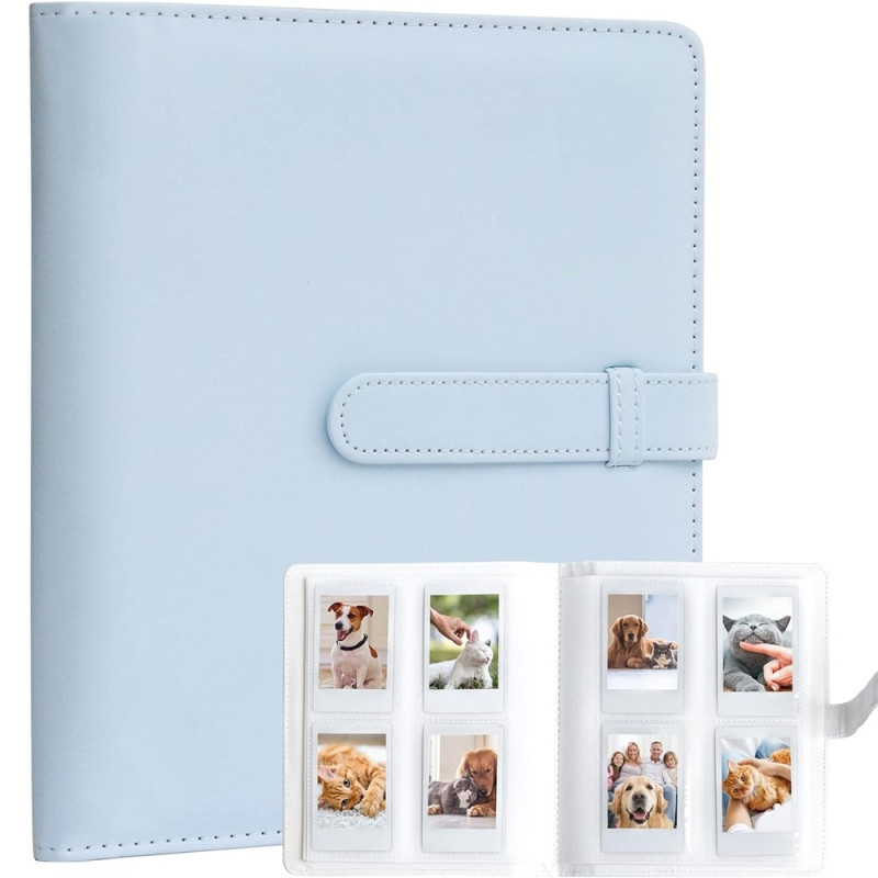 Vandafvisende fotoalbum til Fujifilm Instax Mini 12, 11, 9, 8 – plads til 256 billeder – Blå