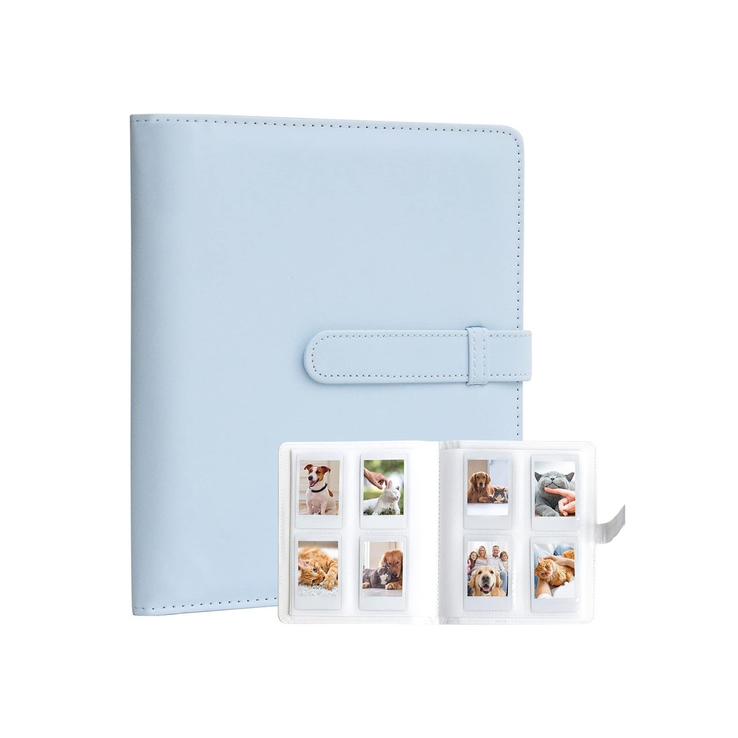 Vannbestandig fotoalbum for Fujifilm Instax Mini 12, 11, 9, 8 – plass til 256 bilder – blått